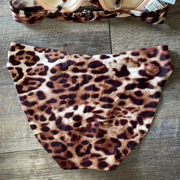Newport News cheetah print Bikini top & bikini bottoms Set Y2K Vintage - Picture 6 of 7